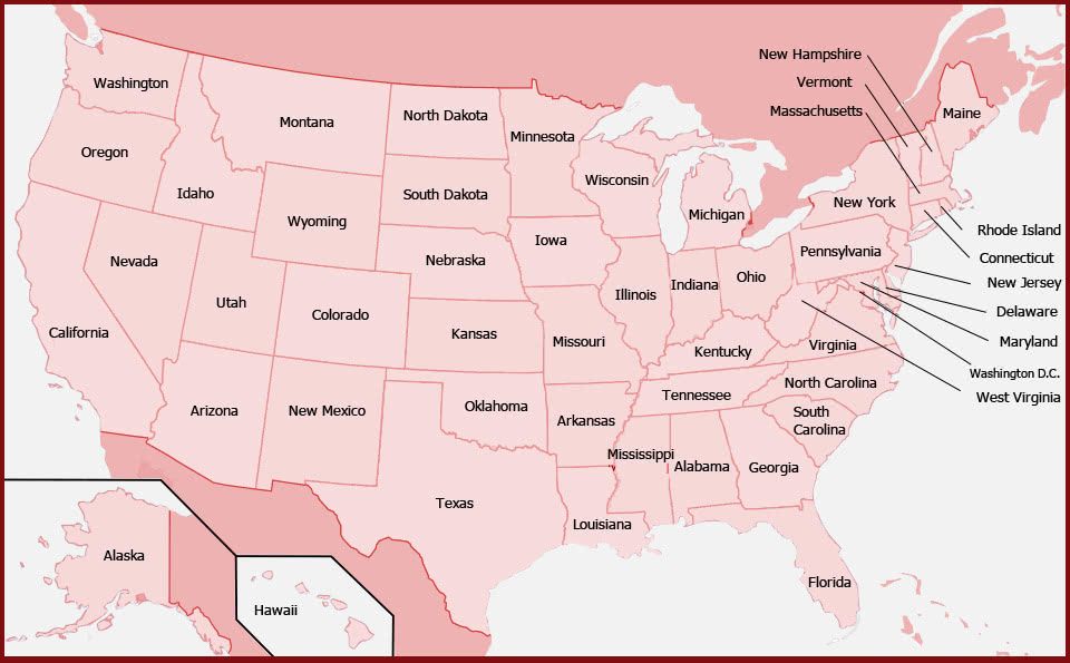 Map of States in USA
