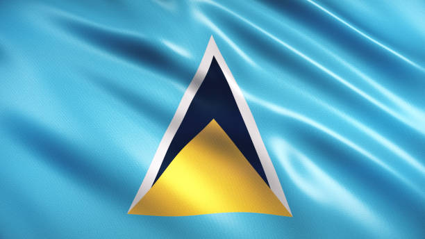3d render Saint Lucia Flag (Close-up)
